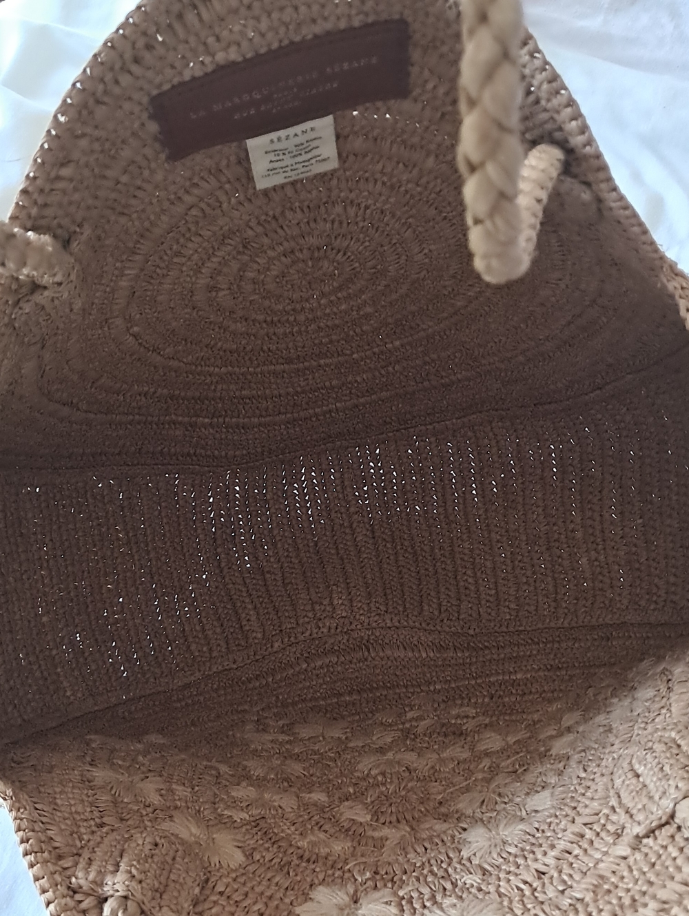 Sezane June Basket Bag. Natural Broderies Fleurs Muti/Raffia Embroidered Flowers - Picture 9 of 11